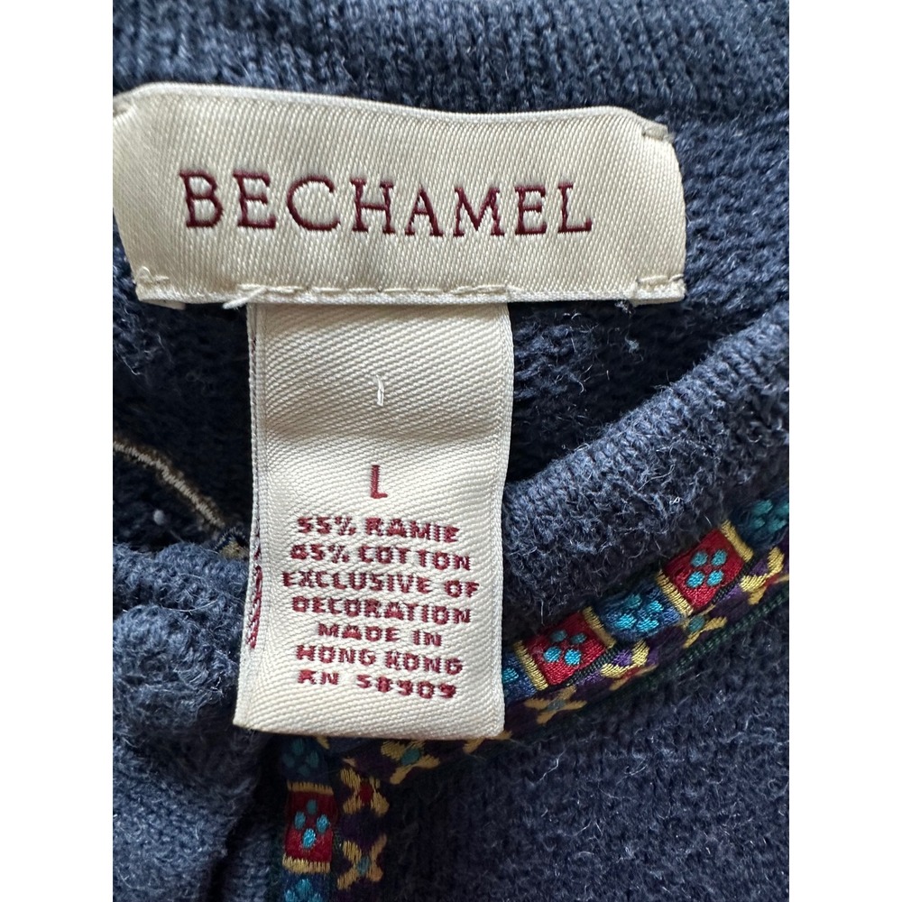 Vintage Bechamel Embroidered Dog & Cat Novelty Cardigan Blue Large - Picture 5 of 7